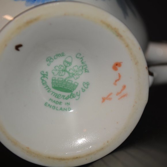 VTG Hammersley & Co Bone China Creamer Blue Floral - Picture 7 of 9